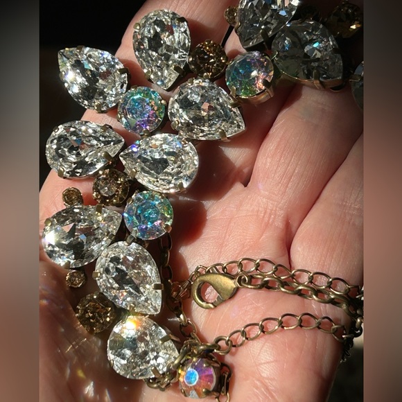 Sorrelli Dare to Pear Statement Bib Necklace Clear & AE Swarovski Crystals $353 - Picture 12 of 12